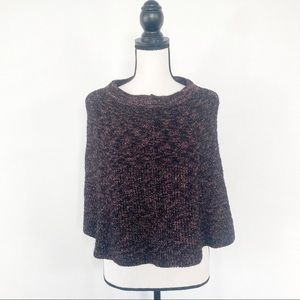Zara cropped poncho marled red, black, and white